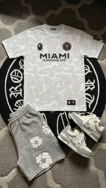 Bundle Offer - White BAPE Miami Grey Shorts