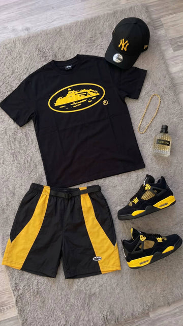 Bundle Offer - Black Corteiz Angels LA Yellow Shorts