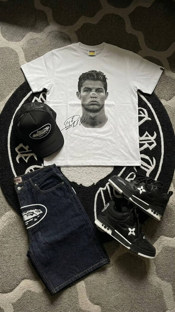 Bundle Offer - White CR7 Dark Denim Shorts
