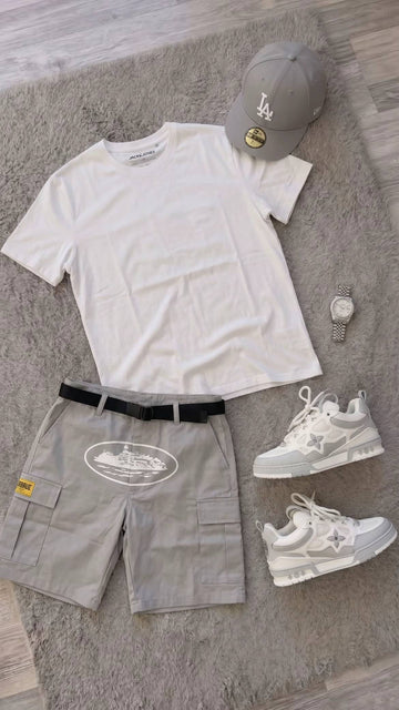 Bundle Offer - White Jack Jones Grey Cargo Shorts