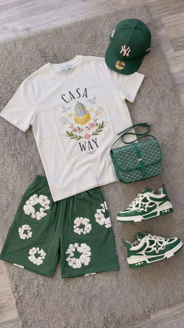 Bundle Offer - White Casa Way Green Shorts